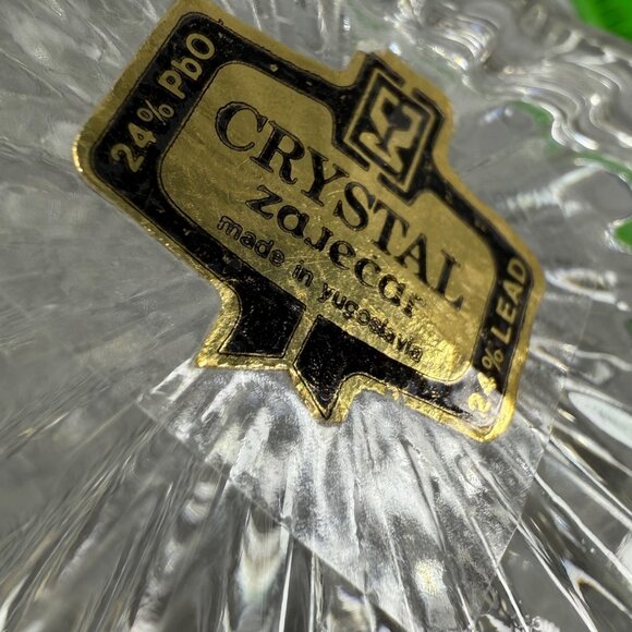 Heart-Shaped Crystal Zajecar 24% Lead Glass Trinket Box Made In Yugoslavia - Picture 15 of 16